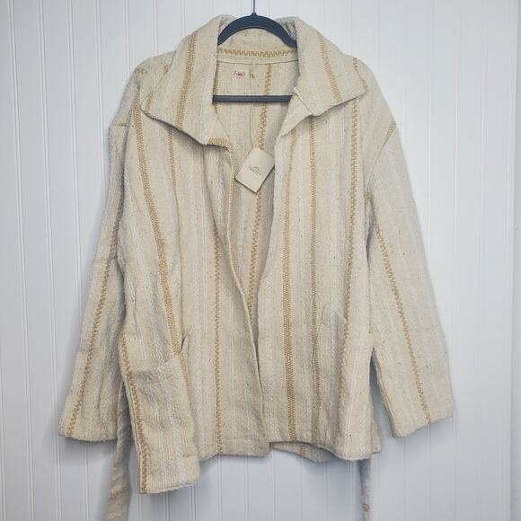 FAHERTY Women's June Lake Jacket Size Large Sand Dune Brown Textured Warm Belt - Picture 5 of 12